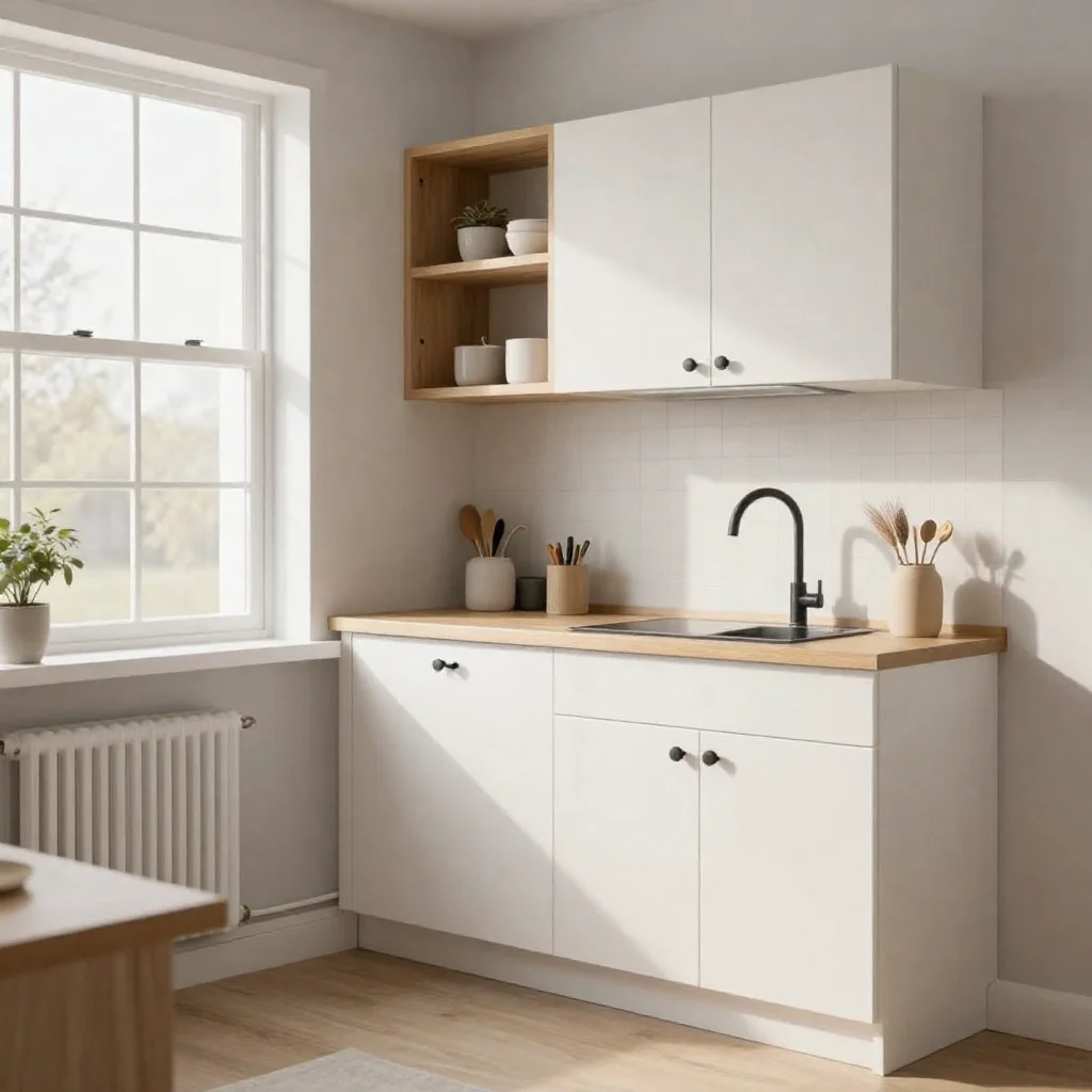 Small kitchen ideas with modern cabinets and space-saving design.