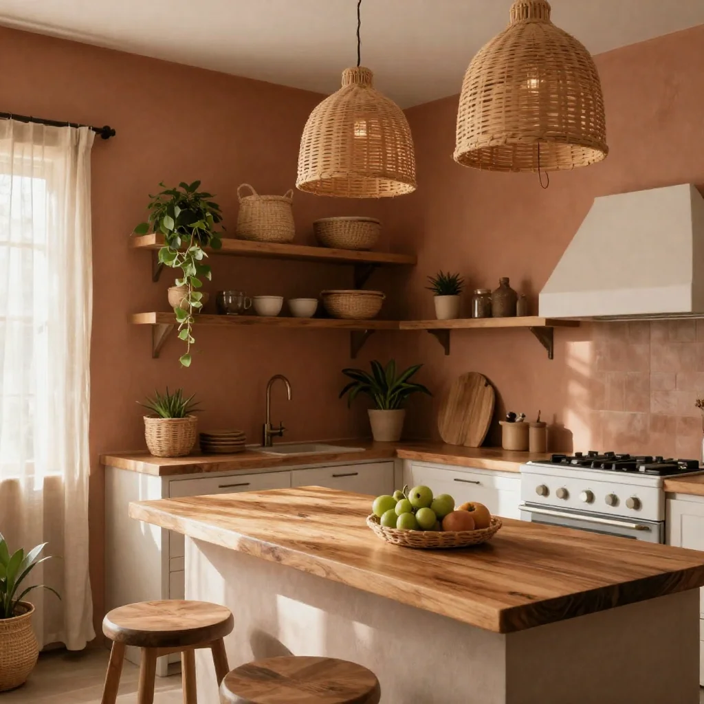 Small kitchen storage ideas with floating shelves and organized cabinets.