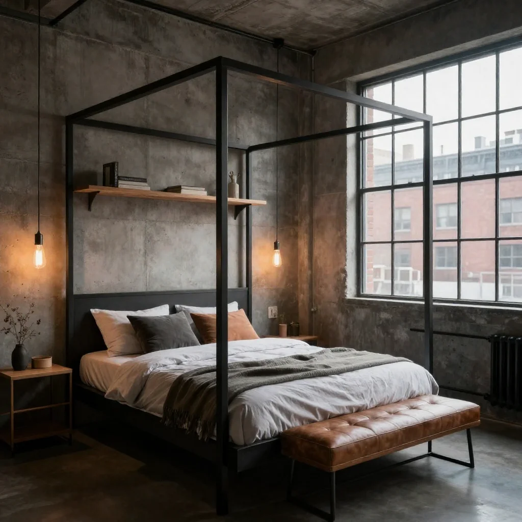 Cozy small bedroom featuring soft bedding and warm natural lighting.